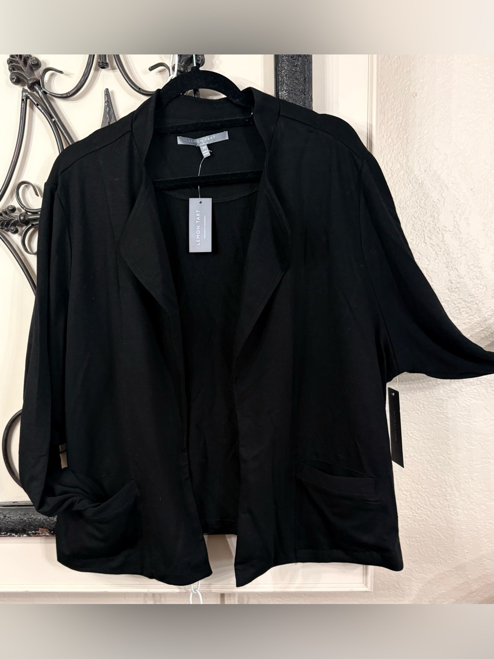 Brand New Lemon Tart Plus Size 3X Knit Open Front Jacket Blazer Black